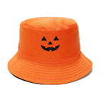 Halloween Pumpkin Face Embroidered Double-Sided Fisherman Hat