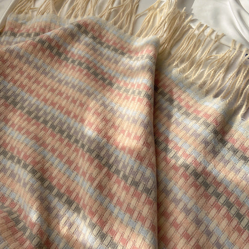 Women's Winter Warm Colorful Checked Fringe Scarf Shawl