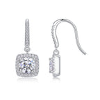 18K White Gold Square-Set 1 Carat Round Diamond Stud Earrings (1 Carat per Earring)