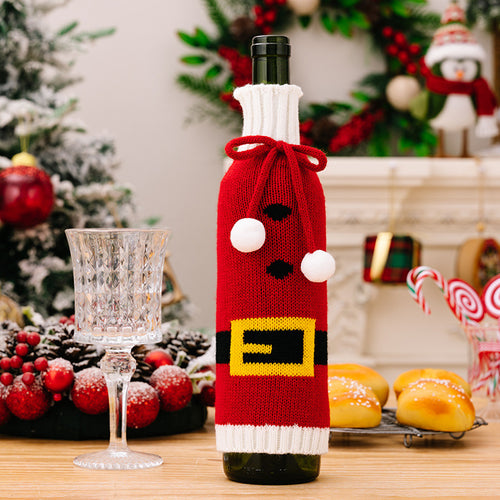 Christmas Woolen Ball Snowflake Belt Knitted Wine Bottle Cover