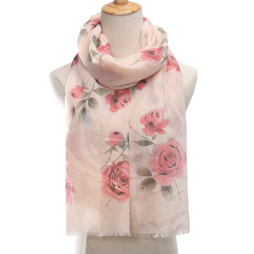 Ladies' Rose Printed Scarf Shawl