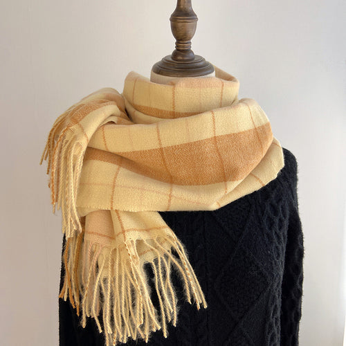 Women's Winter Versatile Warm Plaid Fringe Scarf Shawl