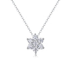 18K White Gold Floral Pendant Necklace with Seven 0.1 Carat Diamonds for Women