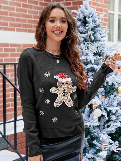 Christmas Reindeer Gingerbread Man Knitted Sweater