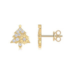 18K Gold Plated Christmas Tree Moissanite Stud Earrings