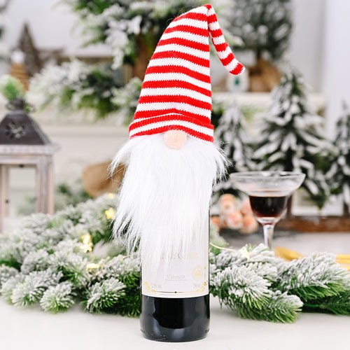 Christmas Knitted Hat Forest Elf Wine Bottle Cover