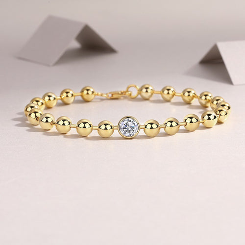 18K Gold Plated 1 Carat Moissanite Bead Bracelet