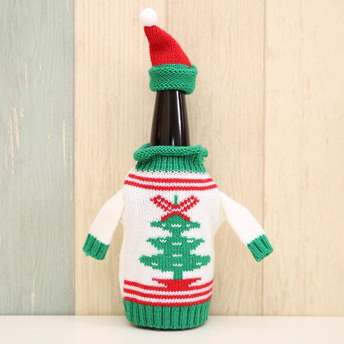 Christmas Elk and Snowman Clothing & Hat Wine Bottle Cover