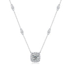 18K White Gold 1 Carat Square Diamond Pendant Necklace for Women