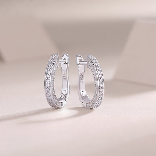 18K White Gold 96-Round Diamond Earrings