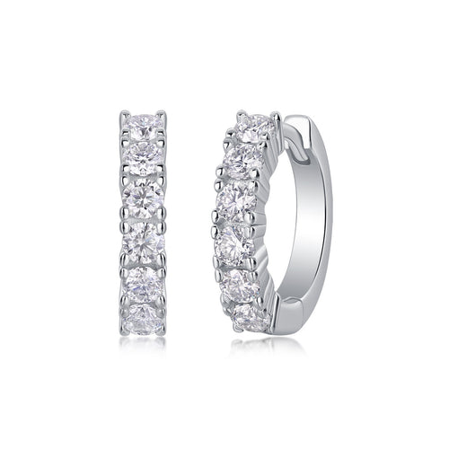 18K White Gold Earrings with 12 Round Diamonds