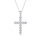 18K White Gold Shimmering Crucifix Pendant Necklace with 11 Round Diamonds for Women