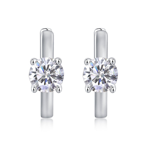 18K White Gold Four-Prong 0.5 Carat Round Diamond Earrings (0.5 Carat per Earring)