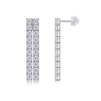 18K White Gold Rectangular Stud Earrings with 40 Pieces of 3mm Round Diamonds