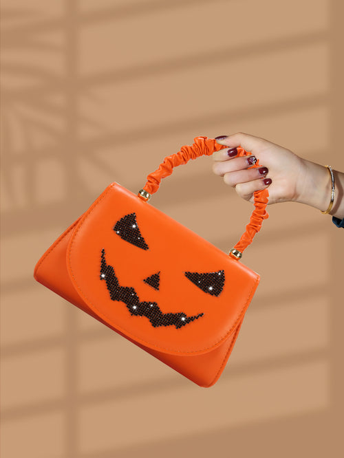 Halloween Pumpkin Grimace Handheld Small Square Bag