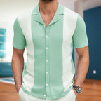 Men's Business Casual Contrast Color Knitted Polo Shirt