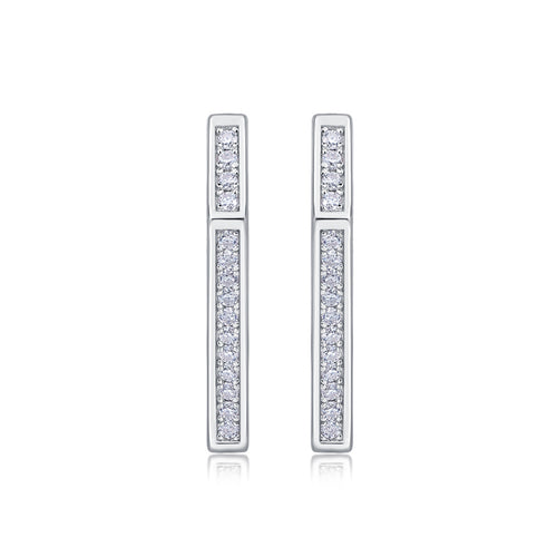 18K White Gold V-Shape Earrings with 32 Round Diamonds