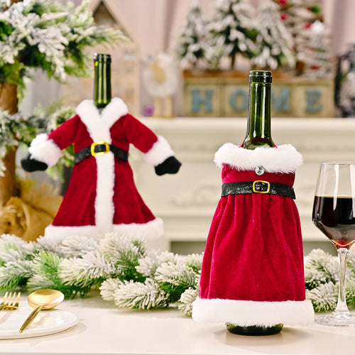 Christmas Velvet Dress Gown Wine Bottle Cover