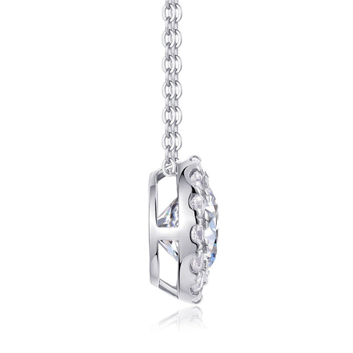 18K White Gold Luxurious Flower-Shaped 2 Carat Round Diamond Pendant Necklace