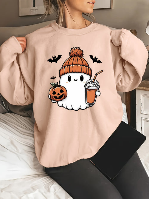 Halloween Cute Ghost Printed Long Sleeve