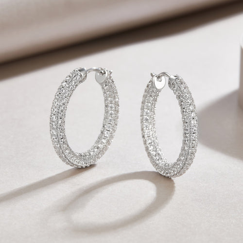 18K White Gold 347-Round Diamond Earrings