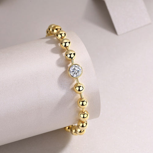 18K Gold Plated 1 Carat Moissanite Bead Bracelet