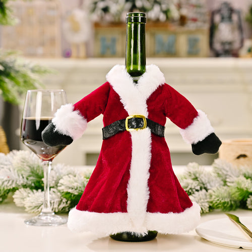 Christmas Velvet Dress Gown Wine Bottle Cover