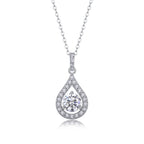 18K White Gold Shimmering Teardrop-Shaped 1 Carat Round Diamond Pendant Necklace