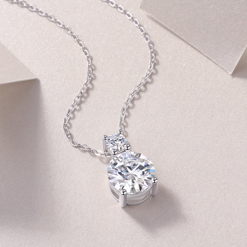 Glittering 18K White Gold 3 Carat Round Diamond Pendant Necklace for Women