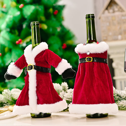 Christmas Velvet Dress Gown Wine Bottle Cover