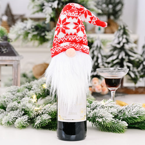 Christmas Knitted Hat Forest Elf Wine Bottle Cover