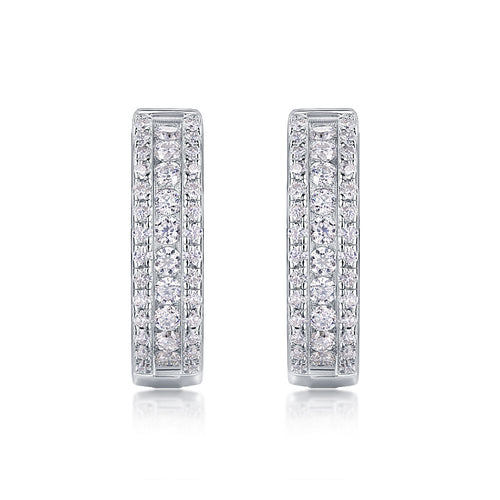 18K White Gold 76-Round Diamond Earrings