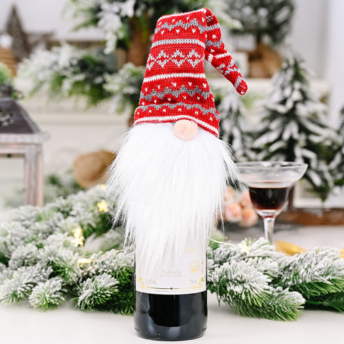 Christmas Knitted Hat Forest Elf Wine Bottle Cover