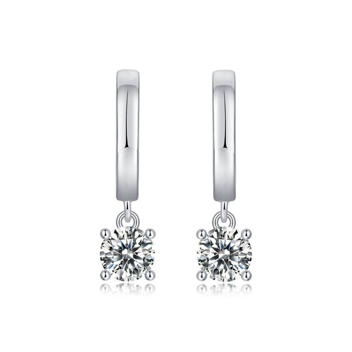 18K White Gold 0.5 Carat Round Diamond Pendant Earrings (0.5 Carat per Earring)