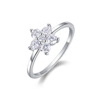 18K White Gold Romantic Flower Diamond Engagement Ring for Women