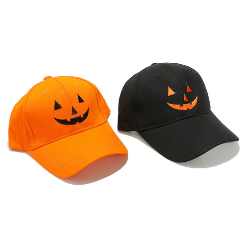 Halloween Pumpkin Ghost Face Embroidered Baseball Hat