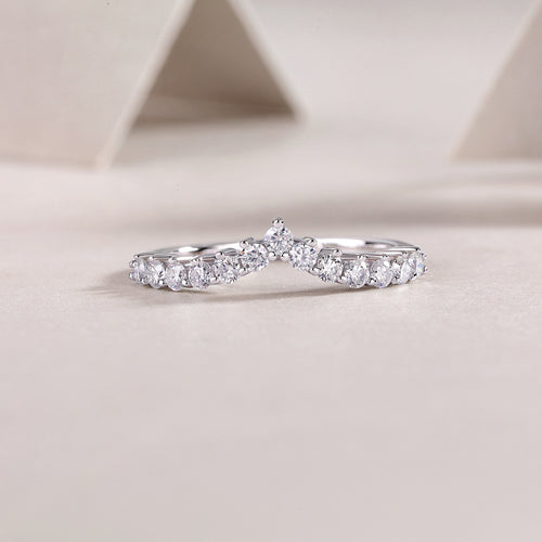 18K White Gold Princess Crown-Set Diamond Wedding Ring for Women