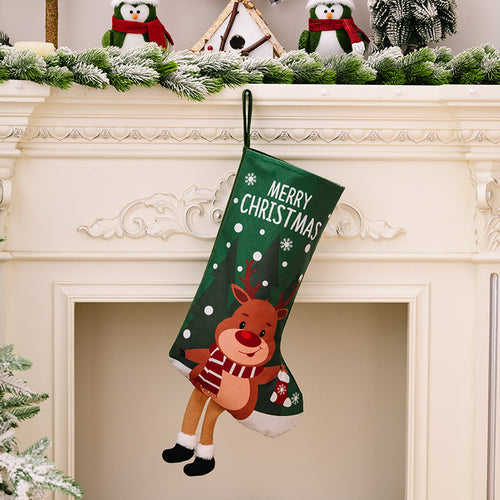 Santa Claus, Snowman, Elk, and Tiny Tree Printed Leg-Hanging Gift Socks