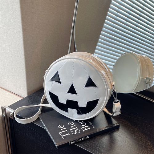 Halloween Pumpkin Grimace Circular Crossbody Bag