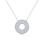 Sparkling 18K White Gold Circle Pendant Necklace with Diamonds for Women