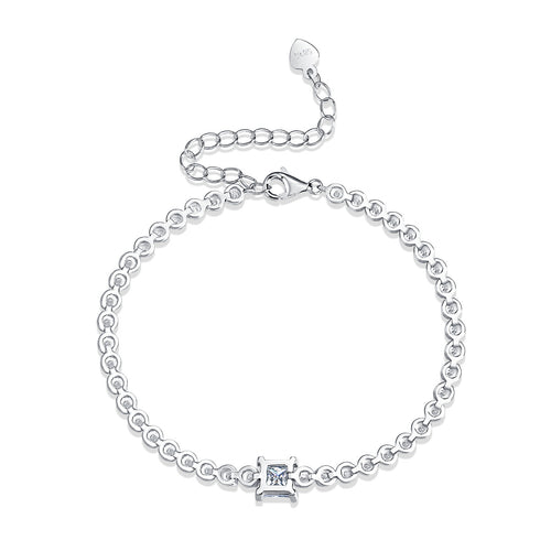 18K White Gold 1 Carat Princess Cut Diamond Bracelet