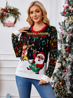 Santa Claus Reindeer Pattern Jacquard Knitted Sweater