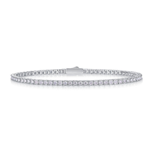 18K White Gold 2mm Moissanite Bracelet