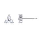 18K White Gold Three 0.1 Carat Moissanite Cluster Stud Earrings