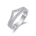 18K White Gold V-Contour Double-Tier Diamond True Love Wedding Ring