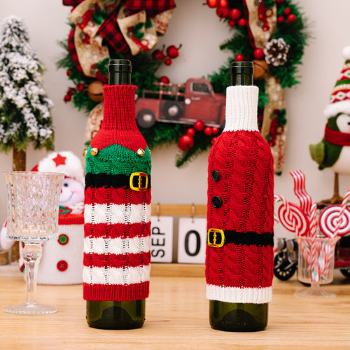 Christmas Belt Knitted Wine Bottle Cover