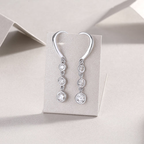 18K White Gold Six Round Diamond Pendant Earrings