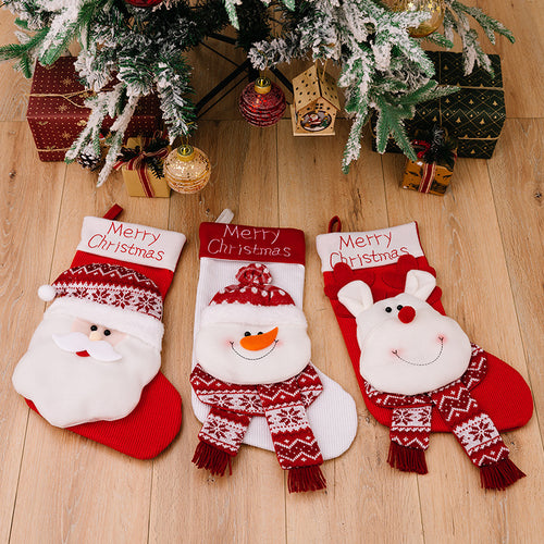 Santa Claus Snowman & Elk Christmas Knitted Gift Socks