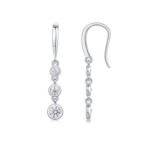 18K White Gold Six Round Diamond Pendant Earrings