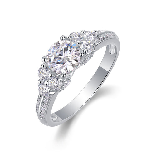 18K White Gold Sparkling 1 Carat Circle Diamond Engagement Ring for Women